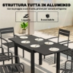Tavolo da Giardino a Doghe Allungabile per 4-6 Persone, in Alluminio, 80-160x80x75 cm, Nero