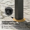Tavolo da Giardino a Doghe Allungabile per 4-6 Persone, in Alluminio, 80-160x80x75 cm, Nero