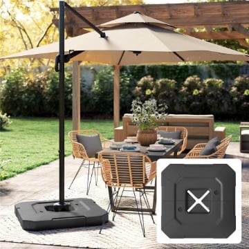 SET 2 PESI BASE PER OMBRELLONE A SBALZO IN HDPE RIEMPIBILI FINO A 105 KG, 101X101X12CM, NERO