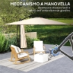 Ombrellone Decentrato 2.5x2.5 m con Base a Croce e Manovella, in Metallo e Poliestere, Cachi
