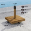 Base per Ombrellone a Rotelle con Freni per Pali da Ï36/38/48 mm, in Metallo con Cemento, Effetto Legno
