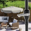 Ombrellone da Giardino Rotondo 2.7x2.4 m con Manovella, in Metallo e Poliestere, Grigio Chiaro