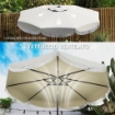 Ombrellone da Giardino Rotondo 2.7x2.4 m con Manovella, in Metallo e Poliestere, Grigio Chiaro