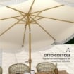 Ombrellone da Giardino Rotondo 2.7x2.4 m con Manovella, in Metallo e Poliestere, Beige