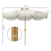 Ombrellone da Giardino Rotondo 2.7x2.4 m con Manovella, in Metallo e Poliestere, Beige