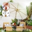 Ombrellone da Giardino Rotondo 2.7x2.4 m con Manovella, in Metallo e Poliestere, Beige
