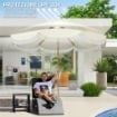 Ombrellone da Giardino Rotondo 2.7x2.4 m con Manovella, in Metallo e Poliestere, Beige