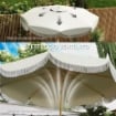 Ombrellone da Giardino Rotondo 2.7x2.4 m con Manovella, in Metallo e Poliestere, Beige