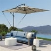 OMBRELLONE A SBALZO 247X247 CM CON BASE A CROCE E MANOVELLA, IN METALLO E POLIESTERE, COLOR CACHI