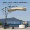 OMBRELLONE A SBALZO 247X247 CM CON BASE A CROCE E MANOVELLA, IN METALLO E POLIESTERE, COLOR CACHI