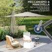 OMBRELLONE A SBALZO 247X247 CM CON BASE A CROCE E MANOVELLA, IN METALLO E POLIESTERE, COLOR CACHI