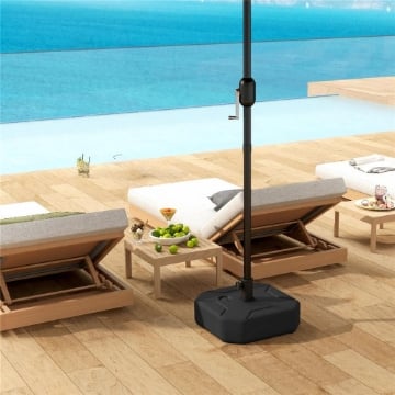 BASE PER OMBRELLONE QUADRATA RIEMPIBILE CON SABBIA O ACQUA FINO A 25KG, NERO