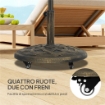 Base per Ombrellone in Resina da 20 kg Rotonda con Ruote e Freni, Bronzo