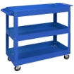 Carrello Porta Attrezzi a 3 Livelli in Acciaio con Bordi Alti e 4 Ruote Girevoli, 83x35.3x76 cm, Blu