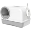 LETTIERA PER GATTI CHIUSA CON COPERCHIO, VASSOIO E 2 SACCHETTI DI CARBONE, IN PP, 59X39.5X39.5 CM, BIANCO E GRIGIO