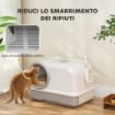 LETTIERA PER GATTI CHIUSA CON COPERCHIO, VASSOIO E 2 SACCHETTI DI CARBONE, IN PP, 59X39.5X39.5 CM, BIANCO E GRIGIO