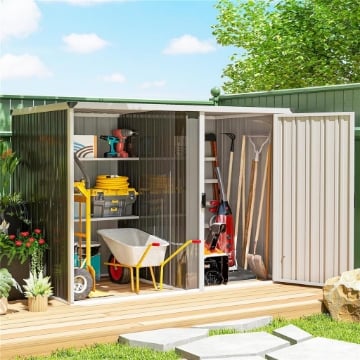 Capanno da Giardino in Acciaio Zincato, Porta Bloccabile, 231 x 125 x 162 cm, Grigio