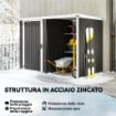 Capanno da Giardino in Acciaio Zincato, Porta Bloccabile, 231 x 125 x 162 cm, Grigio