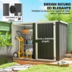 Capanno da Giardino in Acciaio Zincato, Porta Bloccabile, 231 x 125 x 162 cm, Grigio