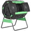Compostiera Domestica 200L a Doppia Camera con 8 Prese D'Aria, in PP e Metallo, 94x67x98 cm, Verde e Nero