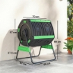 Compostiera Domestica 200L a Doppia Camera con 8 Prese D'Aria, in PP e Metallo, 94x67x98 cm, Verde e Nero