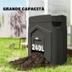 Compostiera da Giardino Triangolare Girevole con 3 Porte, 78x75x78 cm, Nero