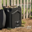 Compostiera da Giardino Triangolare Girevole con 3 Porte, 78x75x78 cm, Nero