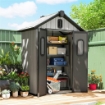 Capanno Giardino 160L x 98P x 217A cm, Plastica, Doppie Porte Bloccabili, Grigio