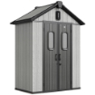 Capanno Giardino 160L x 98P x 217A cm, Plastica, Doppie Porte Bloccabili, Grigio
