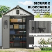 Capanno Giardino 160L x 98P x 217A cm, Plastica, Doppie Porte Bloccabili, Grigio