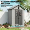 Capanno Giardino 160L x 98P x 217A cm, Plastica, Doppie Porte Bloccabili, Grigio