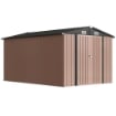 CAPANNO DA GIARDINO IN METALLO 364 X 238 CM CON 4 PRESE D'ARIA E PORTE DOPPIE CON SERRATURA, MARRONE