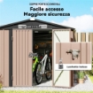 CAPANNO DA GIARDINO IN METALLO 364 X 238 CM CON 4 PRESE D'ARIA E PORTE DOPPIE CON SERRATURA, MARRONE