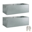 Set di 2 Aiuole Rialzate in Metallo Galvanizzato con Bordo Sicuro, Fioriera Elevata per Verdure, Argento