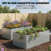 Set di 2 Aiuole Rialzate in Metallo Galvanizzato con Bordo Sicuro, Fioriera Elevata per Verdure, Argento