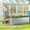 Set di 2 Aiuole Rialzate in Metallo Galvanizzato con Bordo Sicuro, Fioriera Elevata per Verdure, Argento