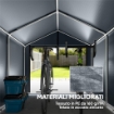 Tenda Garage con Copertura Rinforzata Impermeabile e Ingresso Zip, in Acciaio Zincato, 162x221.5x163 cm, Grigio