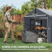 Tenda Garage con Copertura Rinforzata Impermeabile e Ingresso Zip, in Acciaio Zincato, 162x221.5x163 cm, Grigio