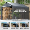 Tenda Garage con Copertura Rinforzata Impermeabile e Ingresso Zip, in Acciaio Zincato, 162x221.5x163 cm, Grigio