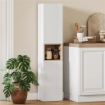 MOBILE DA BAGNO A 2 ANTE CON SPAZIO APERTO E RIPIANI REGOLABILI, IN LEGNO, 30X24X140 CM, BIANCO