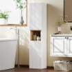 MOBILE DA BAGNO A 2 ANTE CON SPAZIO APERTO E RIPIANI REGOLABILI, IN LEGNO, 30X24X140 CM, BIANCO