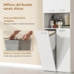 MOBILE DA BAGNO A 2 ANTE CON CESTO PORTABIANCHERIA A RIBALTA E RIPIANO APERTO, 60X30X174 CM, IN LEGNO, BIANCO