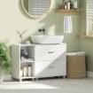 Mobile Sottolavabo Bagno con 2 Cassetti e Ripiani Aperti, in Legno, 90x30x60 cm, Bianco