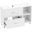 Mobile Sottolavabo Bagno con 2 Cassetti e Ripiani Aperti, in Legno, 90x30x60 cm, Bianco