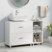 Mobile Sottolavabo Bagno con 2 Cassetti e Ripiani Aperti, in Legno, 90x30x60 cm, Bianco