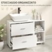 Mobile Sottolavabo Bagno con 2 Cassetti e Ripiani Aperti, in Legno, 90x30x60 cm, Bianco