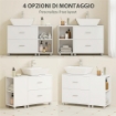 Mobile Sottolavabo Bagno con 2 Cassetti e Ripiani Aperti, in Legno, 90x30x60 cm, Bianco