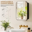 ARMADIETTO CON SPECCHIO CONTENITORE A 2 RIPIANI REGOLABILI, IN LEGNO E VETRO, 40.2X10.2X50.9 CM, NERO