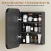 ARMADIETTO CON SPECCHIO CONTENITORE A 2 RIPIANI REGOLABILI, IN LEGNO E VETRO, 40.2X10.2X50.9 CM, NERO