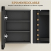 ARMADIETTO CON SPECCHIO CONTENITORE A 2 RIPIANI REGOLABILI, IN LEGNO E VETRO, 40.2X10.2X50.9 CM, NERO